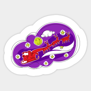 Santa s sleigh and reindeers Sticker